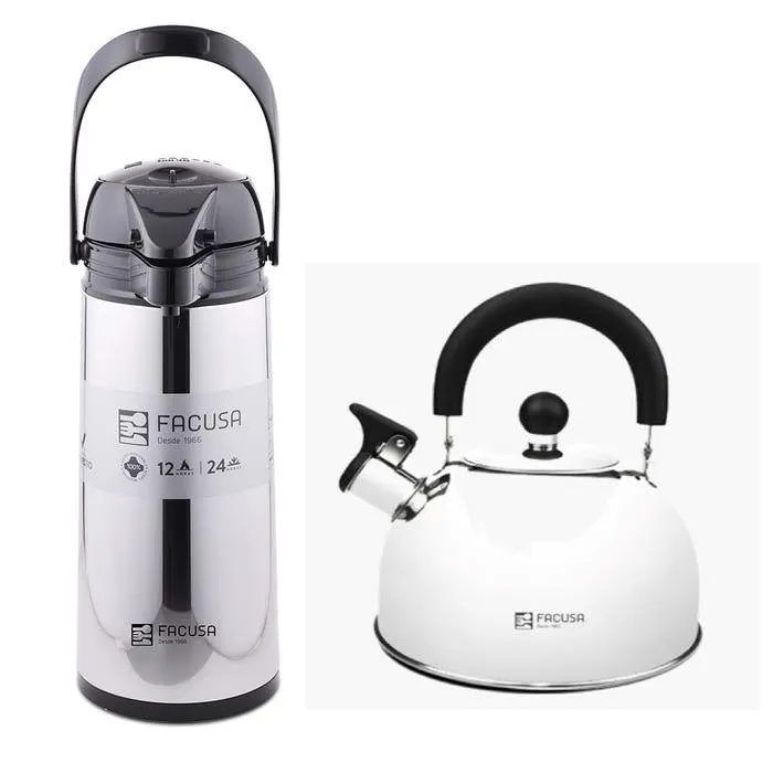 Combo Facusa Tetera 2.2LT + Termo 1.9LT Acero Inoxidable