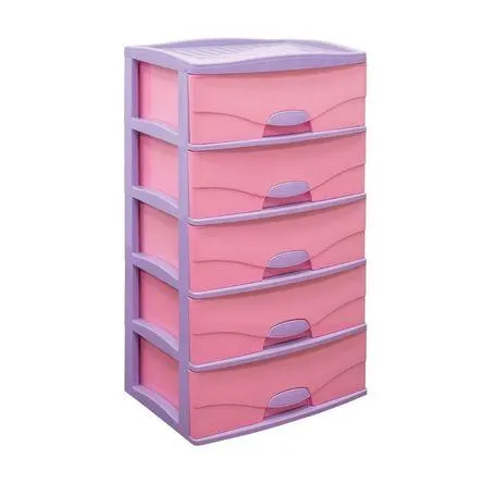 Cómoda Plástica Raymi 5 Pisos Rosado Rey con Violeta Claro