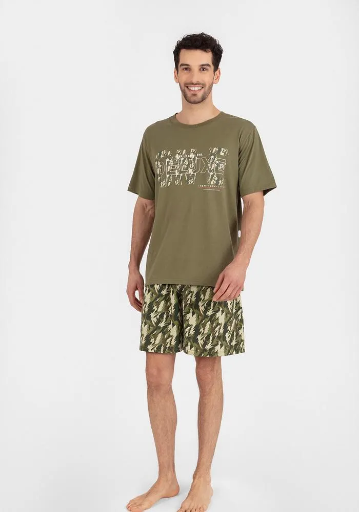 PIJAMA SHORT HOMBRE ALGODÓN VERDE - 77.751