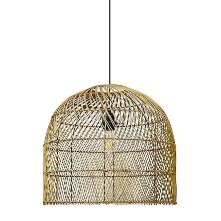 Lámpara Colgante Canasta Rattan E27 Beige 45x40cm Orange