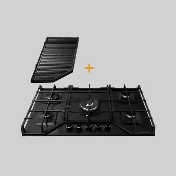 Encimera Vidrio Templado S-Collection A Gas 76cm + Parrilla Max Grill