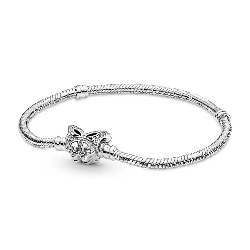 Brazalete Pandora Moments Cadena De Serpiente Con Broche Forma De Mariposa