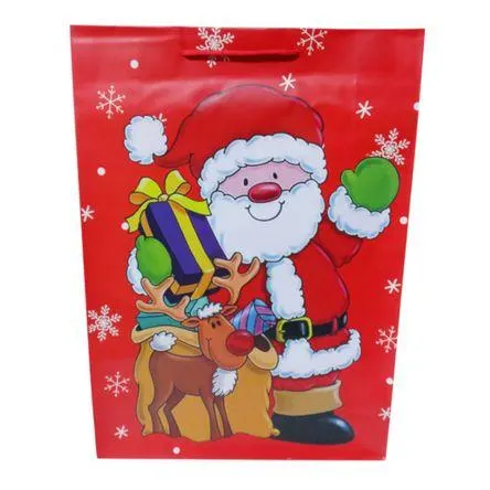 Bolsa De Regalo Navidad Papanoel Reno 44x32cm 1u