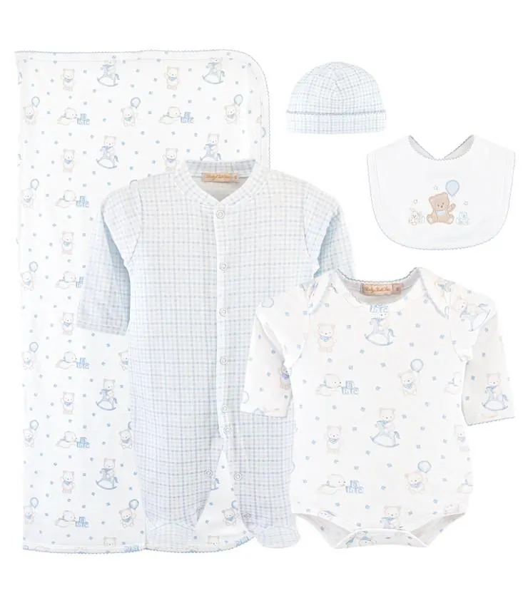 Ajuar De 5 Piezas De 100% Algodón Pima | Colección Funny Blue Bear