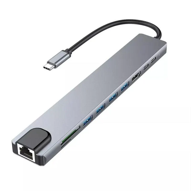 Adaptador Hub 10 en 1 Tipo C HDMI /RJ45 /USB 3,0 /Tarjeta SD -TF/ 87W