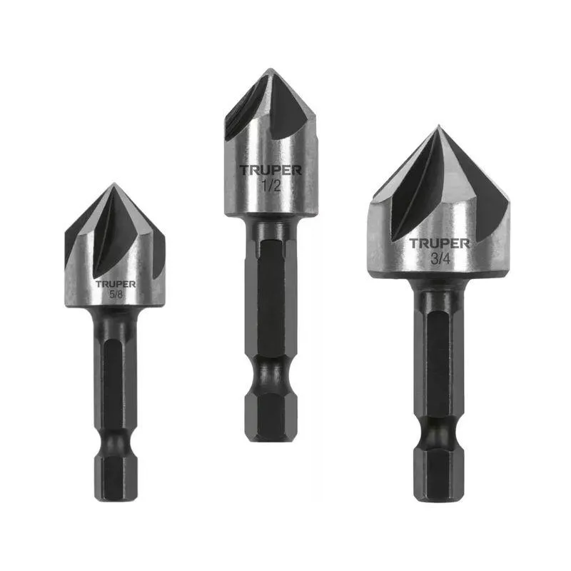 Brocas avellanadoras HSS para metal y uso general 3 unidades, Truper