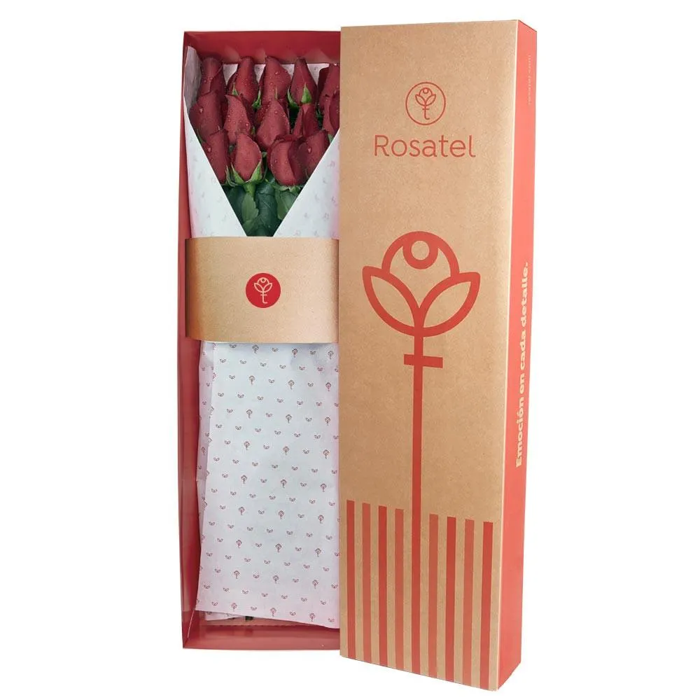 Caja Natural con 15 Rosas