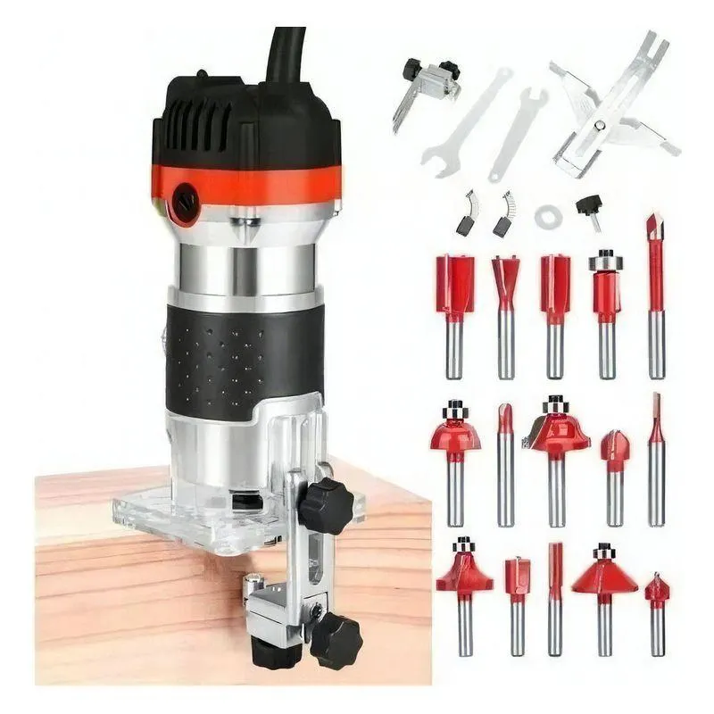 Kit Fresadora Tupi 635mm 600w Recortadora 30000rpm+15 Fresa