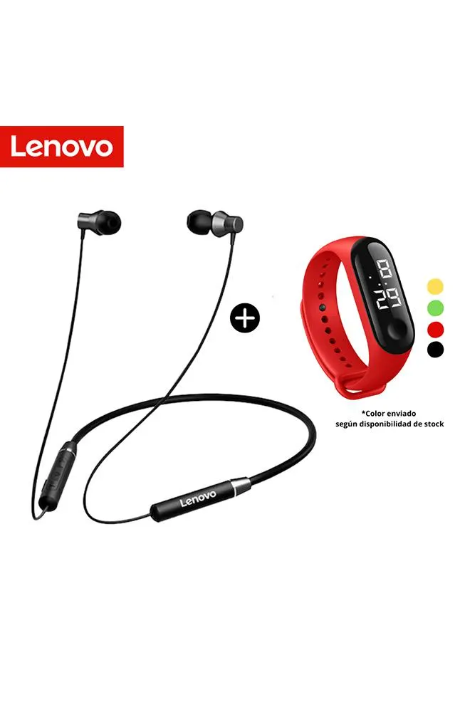 Audífonos bluetooth Lenovo HE05 + 1 reloj pulsera digital