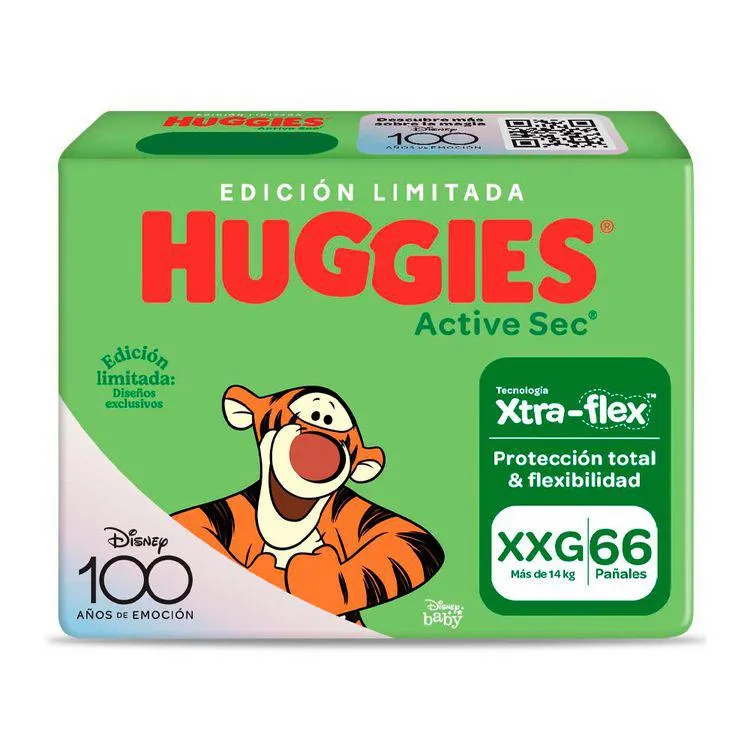 Pañales Huggies Active Sec XXG 66un