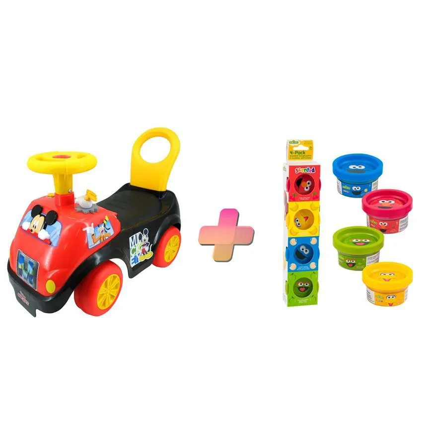Carrito Montable Para Niños De Mickey Aventurero Luces Y Sonidos + Plastilinas