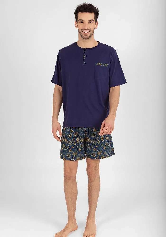 PIJAMA SHORT HOMBRE ALGODÓN AZUL - 77.743
