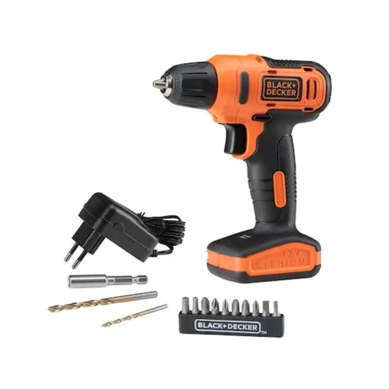 Taladro Atornillador Inalámbrico Black+Decker 3/8" 12V + Batería + Cargador