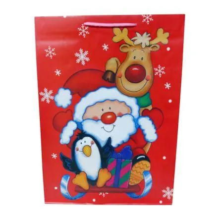 Bolsa De Regalo Navidad Trineo Papanoel Reno Pinguino 44x32cm 1u