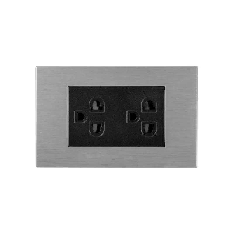 Tomacorriente Doble P/T Andromeda Metalico Negro