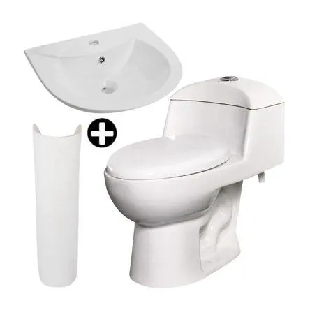 COMBO Inodoro one piece Artico Blanco + Lavatorio Indigo Blanco + Pedestal Artico Blanco Orange