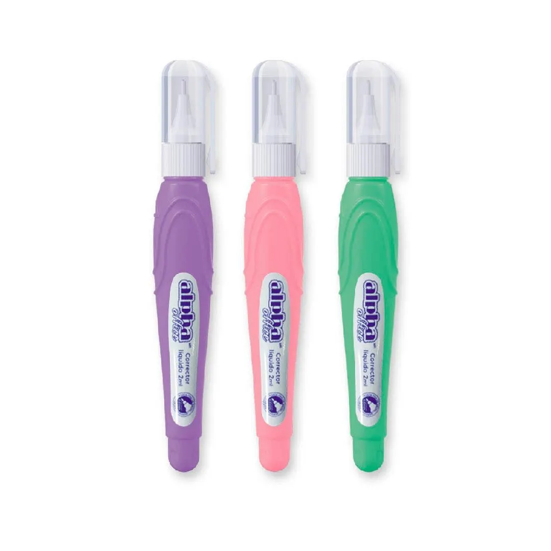 Corrector Liquido Alpha Office Pastel 2ml