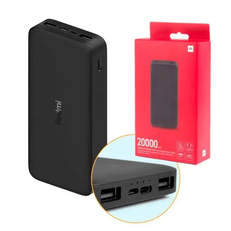 Power Bank Redmi 20000 mAh Xiaomi 18W Tipo C Portatil