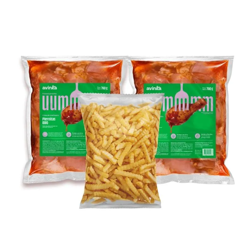 Pack 02 Piernitas a la BBQ Avinka Bolsa 700 g + Papa prefrita ondulada Bolsa 450 g