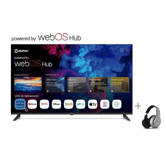 Televisor Miray LED 4K UHD Smart 50" MK50-K5000WBT + Audífonos MIRAY AM-8677B-G Over Ear Gris