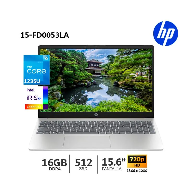 Laptop HP 15-fd0053la Ci5-1235U 156 HD 330GHz 16GB Ram 512GB SSD - A47BMLA