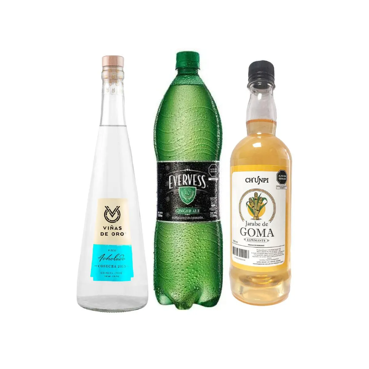 VIÑAS DE ORO ACHOLADO 750ML EVERVESS 1.5 LT JARABE DE GOMA CHUNPI 750 ML