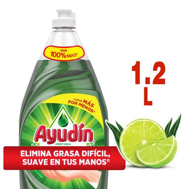 Lavavajillas Líquido AYUDÍN Limón y Sábila Botella 1.2L