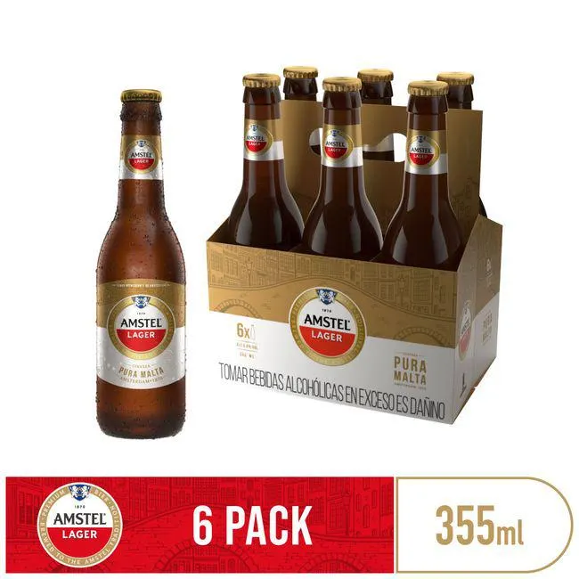 Cerveza AMSTEL Botella 355ml Paquete 6un