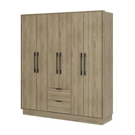 Ropero Lyon 6 Puertas 2 Cajones Madera/MDP Nocce