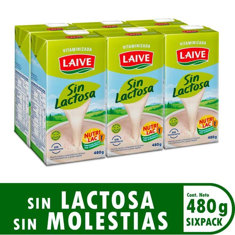 Pack x6 Mezcla Láctea Laive Sin Lactosa 480g