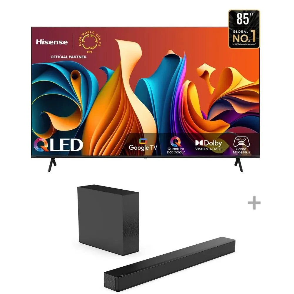 Televisor Hisense Smart TV 85" QLED 4K UHD 85Q6N + Hisense Soundbar HS2100 2.1CH 240W