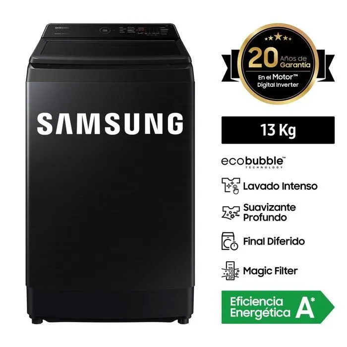 Lavadora Samsung Ecobubble 13KG WA13CG5441BVPE Negro