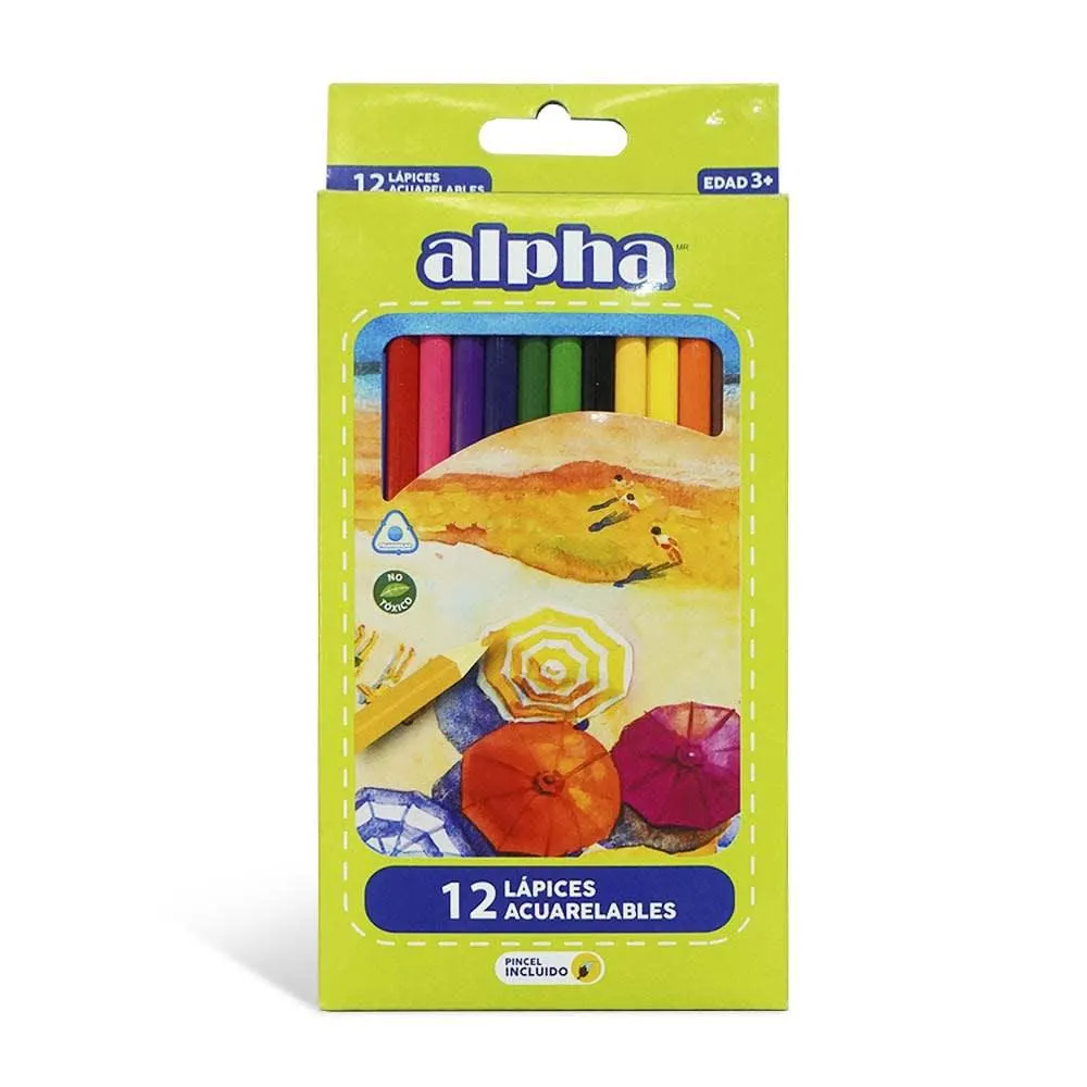 Colores Alpha Acuarelable X12 Con Pincel