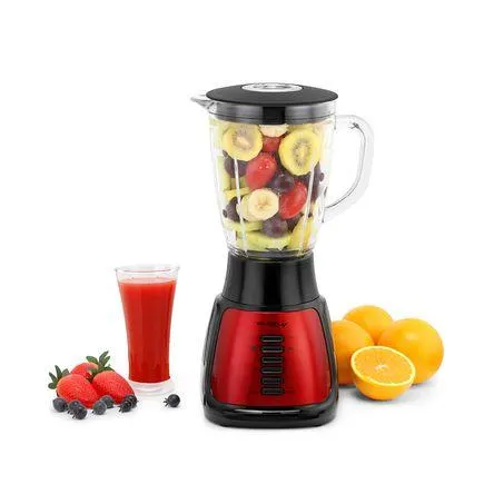 Licuadora de Vidrio 8V Holstein Roja 1.5 litros