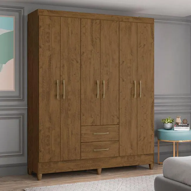 Ropero VIVA HOME 6 Puertas 2 Cajones Castaño