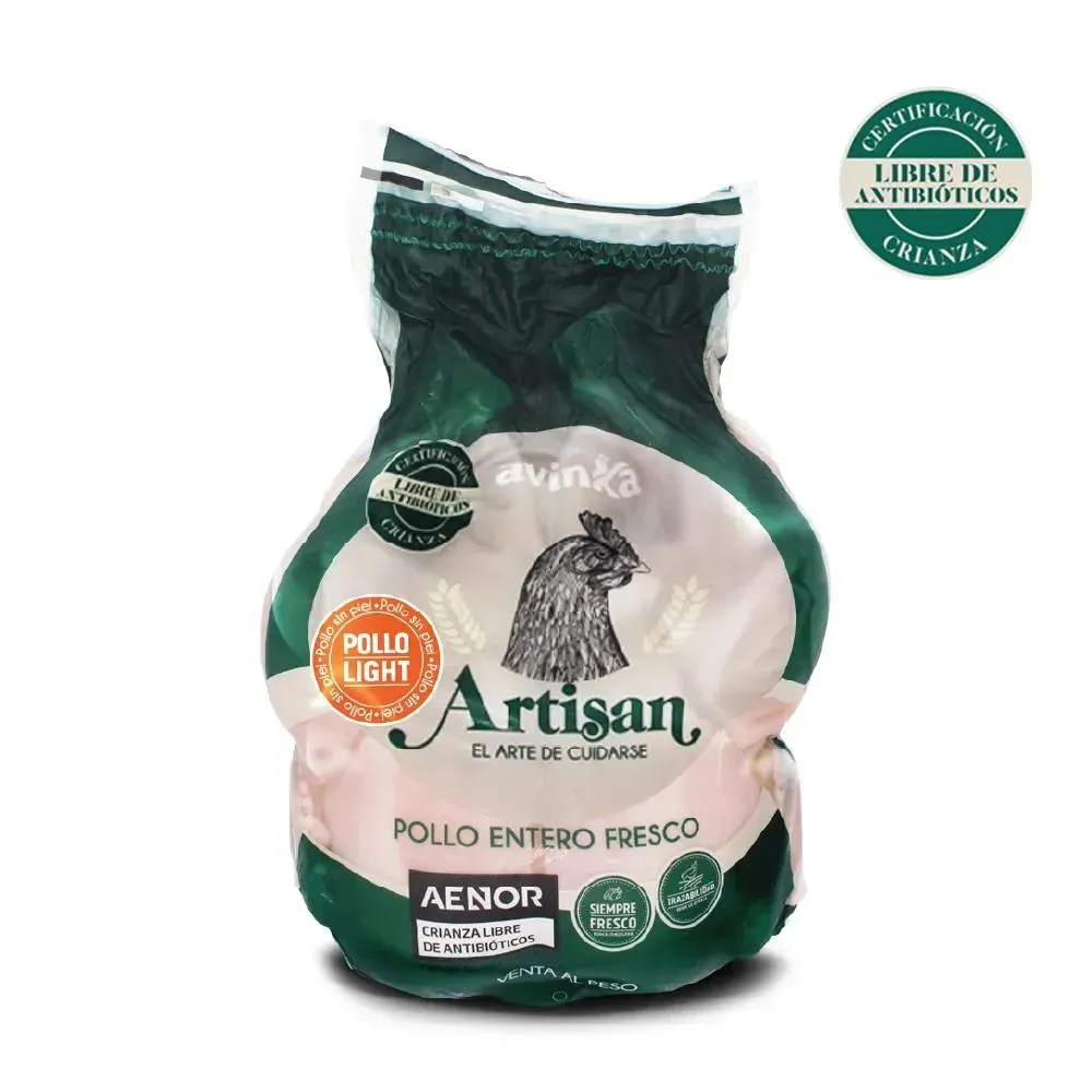Pollo entero Artisan Bolsa 1.9 a 2.1 kg