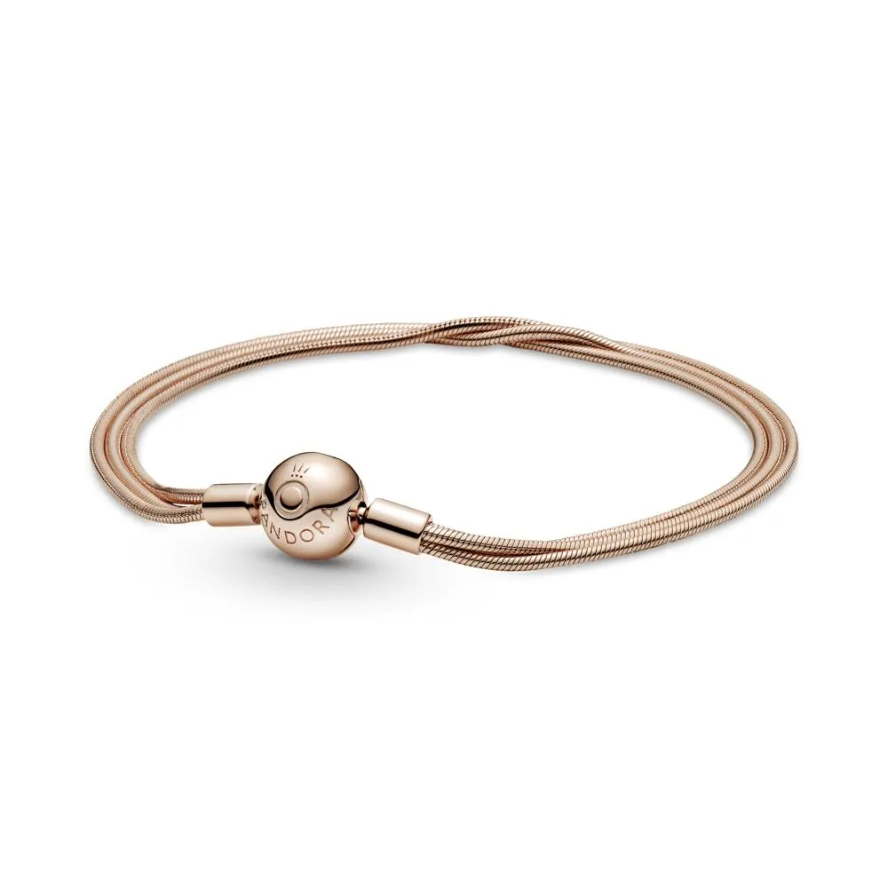 Brazalete Pandora Moments Multi Cadena De Serpiente En Recubrimiento en Oro Rosa de 14k