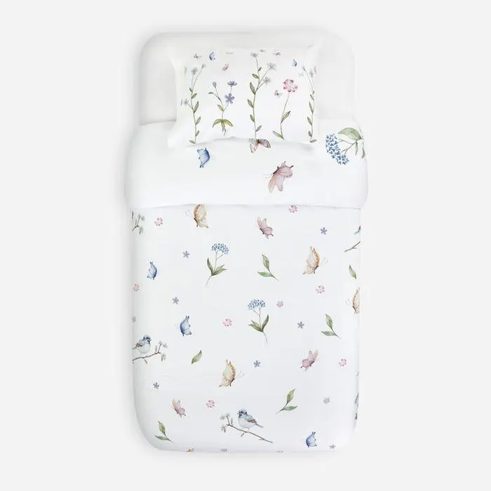 Funda Plumón Algodón Kids Reversible Mariposas