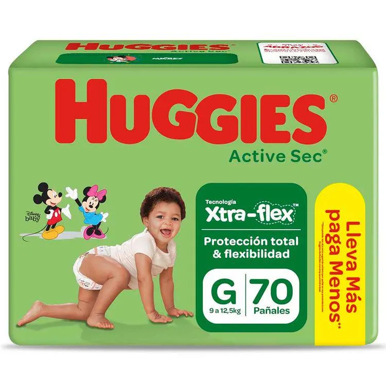 Pañales para Bebé Huggies Active Sec Talla G 70un