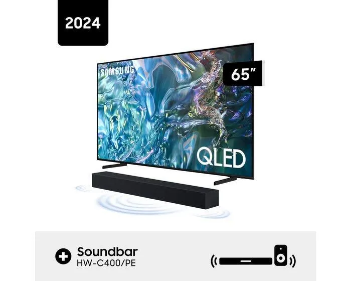 Televisor Samsung Smart TV 65" 4K QLED QN65Q60DAGXPE + Soundbar Samsung Bluetooth 2.0Ch HW-C400/PE