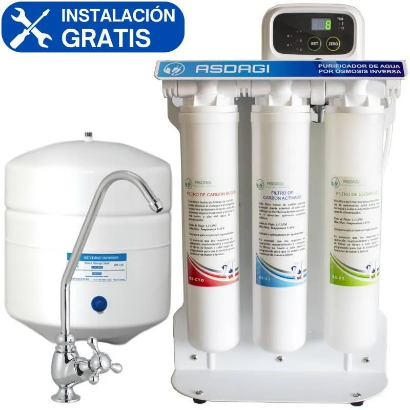 Purificador de Agua Alcalino Osmosis Inversa 5 Etapas con Computador