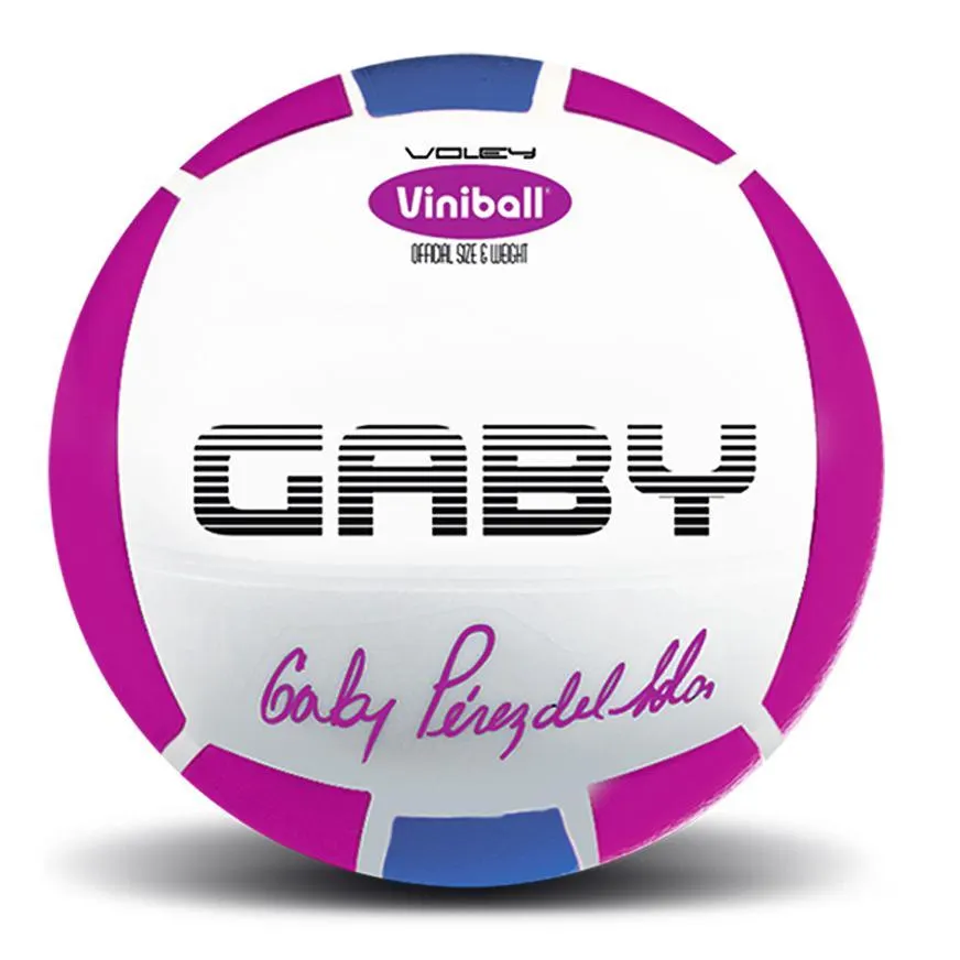 Pelota De Vóley Viniball Gaby Tricolor Blanco Azul Y Fucsia