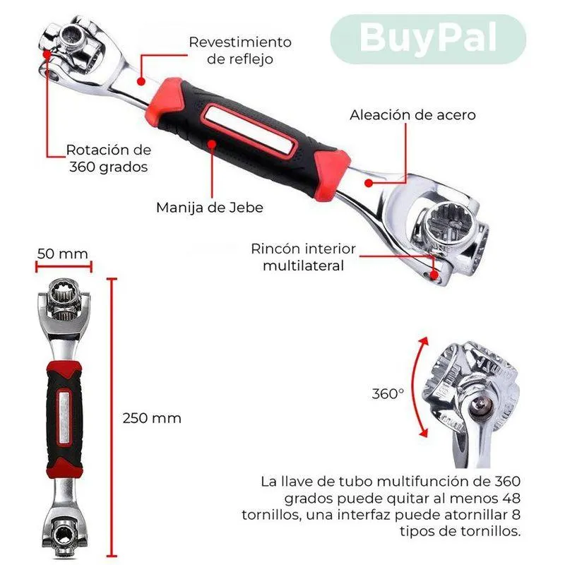 Llave universal wrench 48 en 1 acero herramienta tuercas