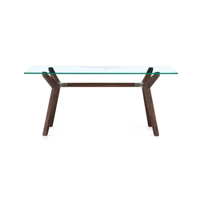 Escritorio Strut Espresso de Cristal con Base de Madera de Mango