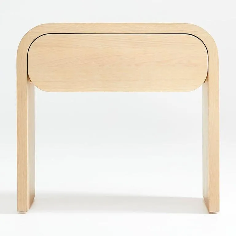 Mesa de Noche Cortez Natural de Madera de Roble 1 Cajón