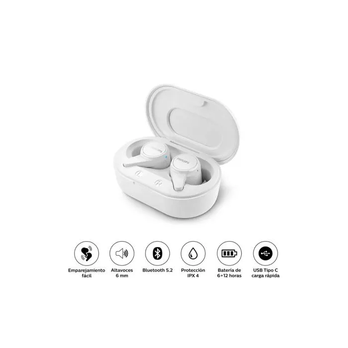 Audifonos True Wireless Philips Bluetooth TAT1207 Blanco