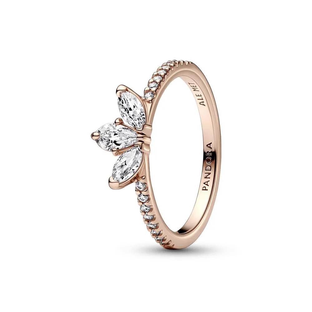 Anillo Racimo herbario reluciente Recubrimiento en Oro Rosa de 14k