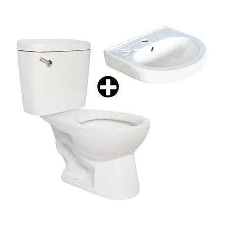 COMBO Tanque para inodoro y taza Omega + Lavatorio Omega Blanco