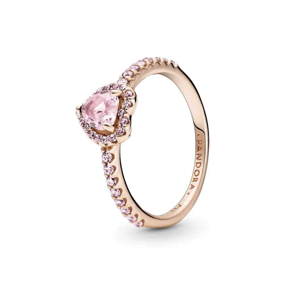 Anillo Con Un Recubrimiento En Oro Rosa De 14k Corazón Brillante Rosa Elevado