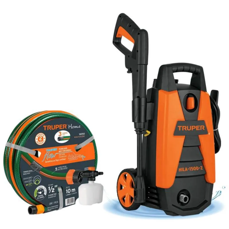 Hidrolavadora portátil Truper 1500 PSI + manguera de 10m